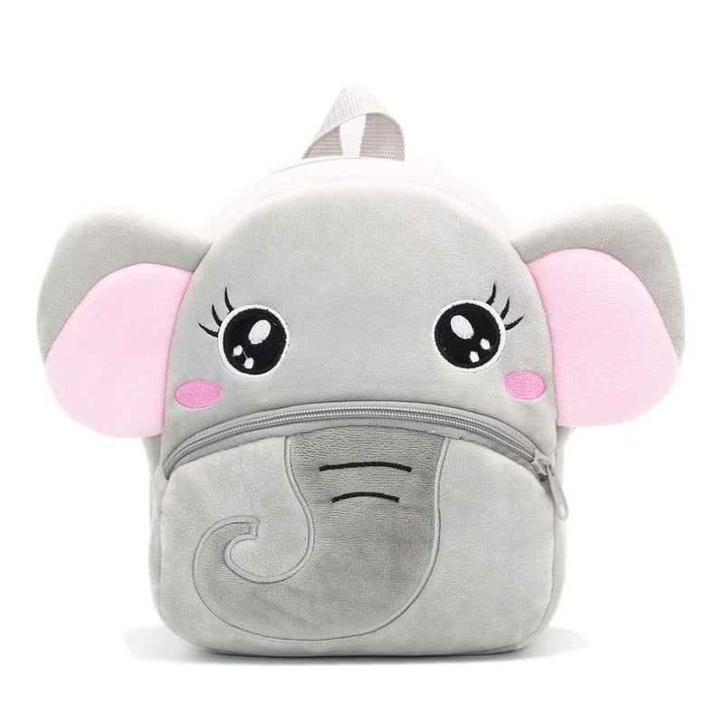 NICE CHOICE Cute Toddler Backpack Toddler Bag Plush Animal Cartoon Mini Travel Bag for Baby Girl Boy 2-6 Years(Grey Elephant) - Image 1